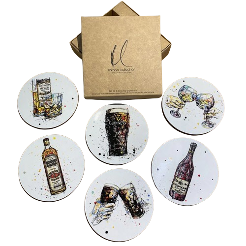 Drinks Coasters Gift Set of 6 by Kathryn Callaghan