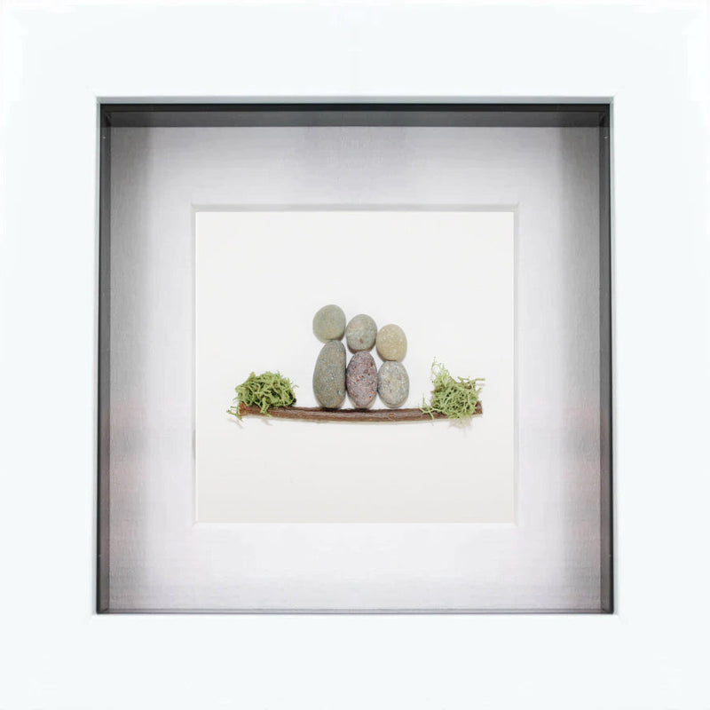 Family of 3 Irish Pebble Art Frame