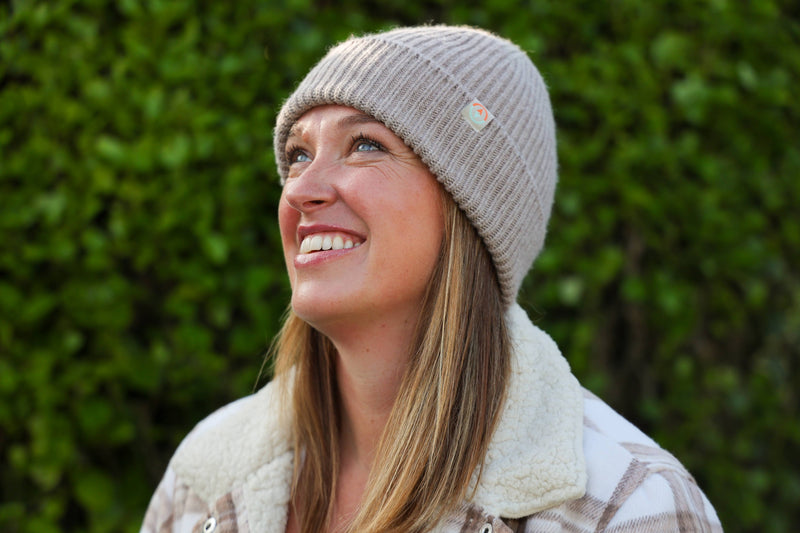 Malin Cashmere + Merino Mix Ribbed Beanie - Willow