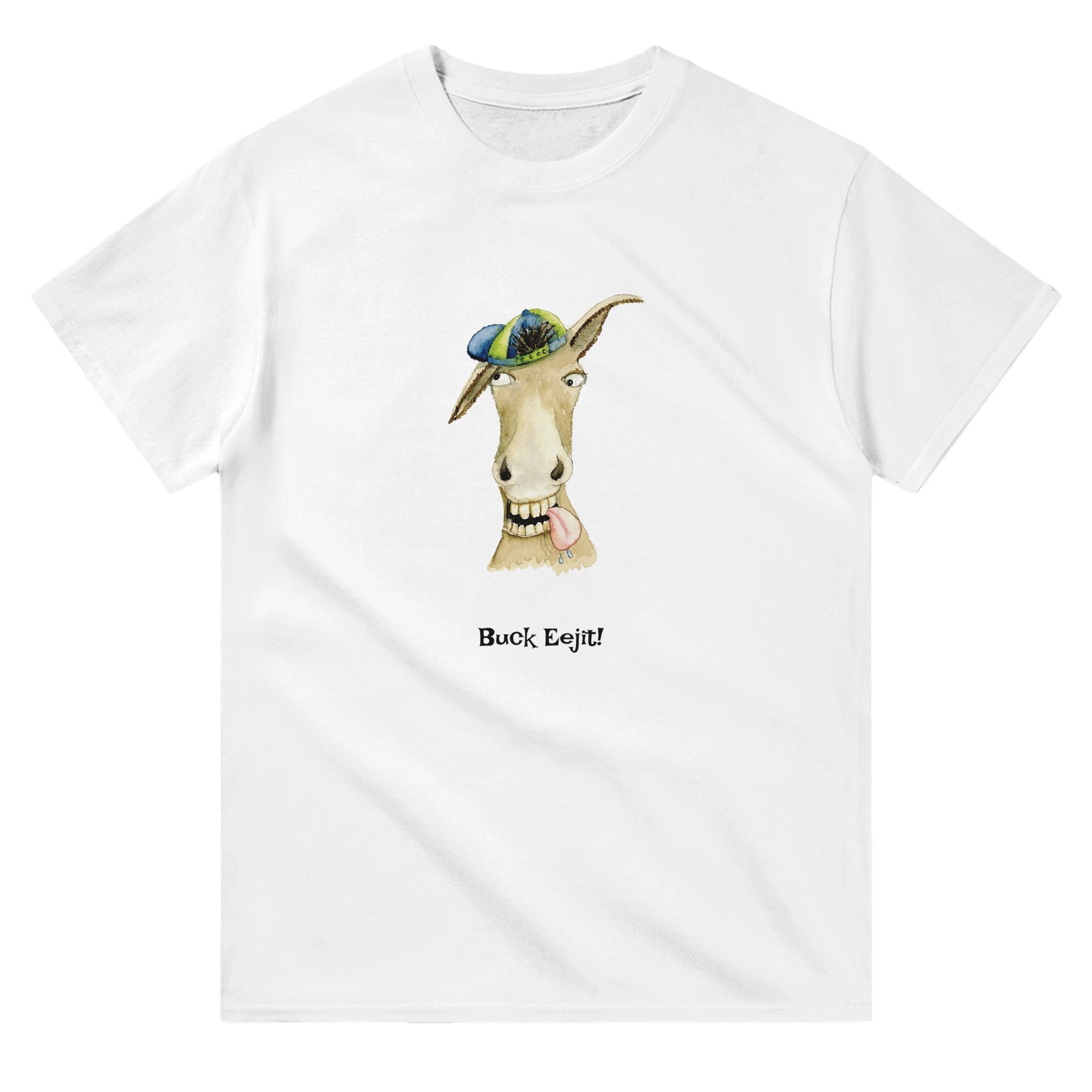 Buck Eejit T-Shirt - Irish Sayings Art - Silly Donkey In A Cap