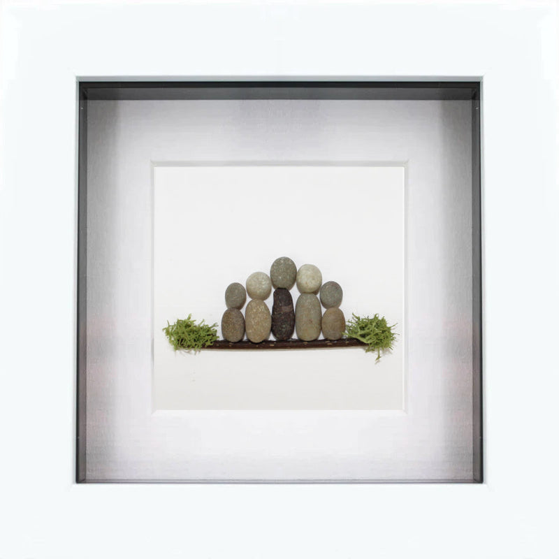 Family of 5 Irish Pebble Art Frame