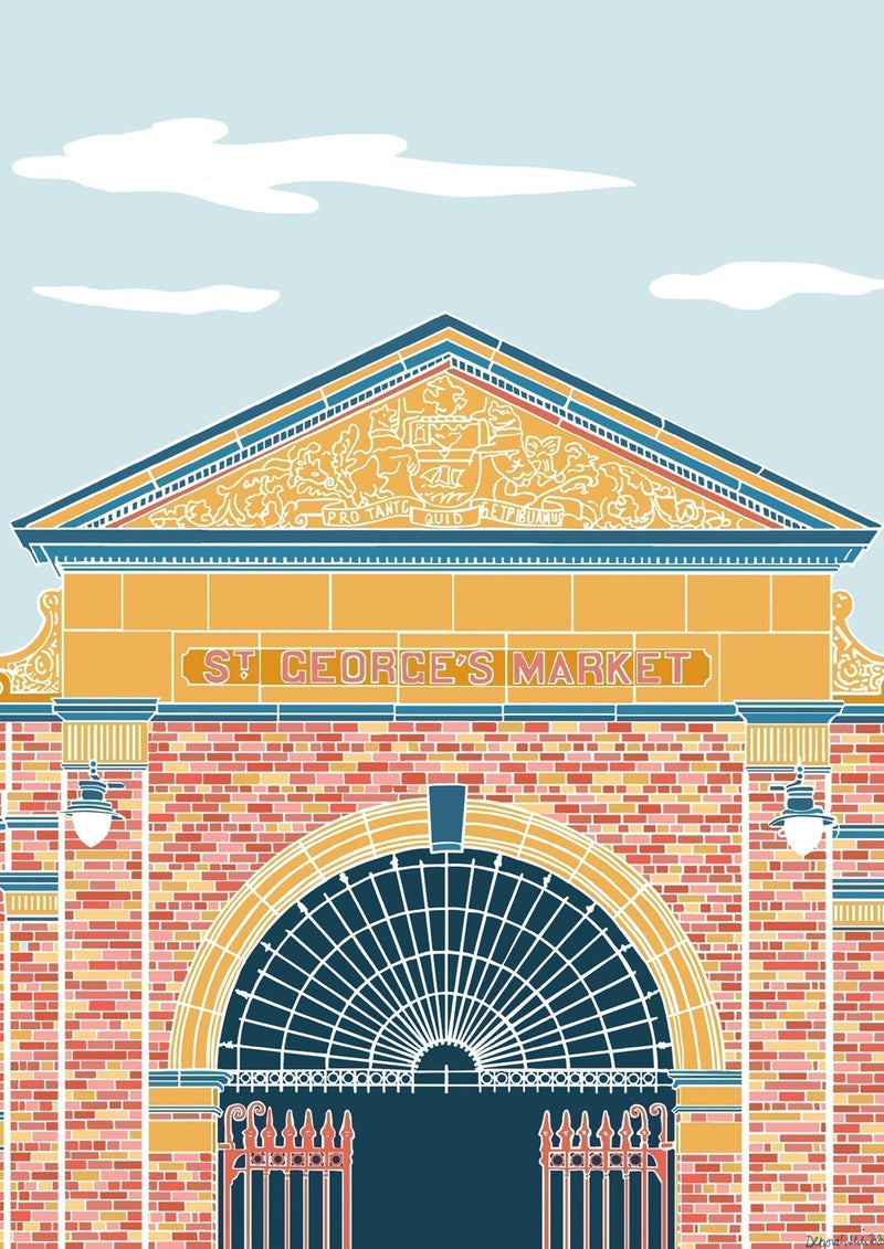 St George's Market Mounted A5 Print - Deborah Hill