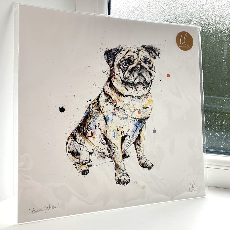Anticipation - Pug Print with Size and Presentation Options