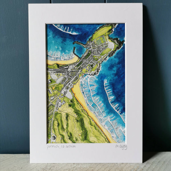 Portrush Harbour Aerial View A4 Print