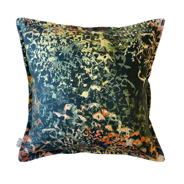 Luxury Irish Linen 40cm Helico Green Vibrant Square Cushion