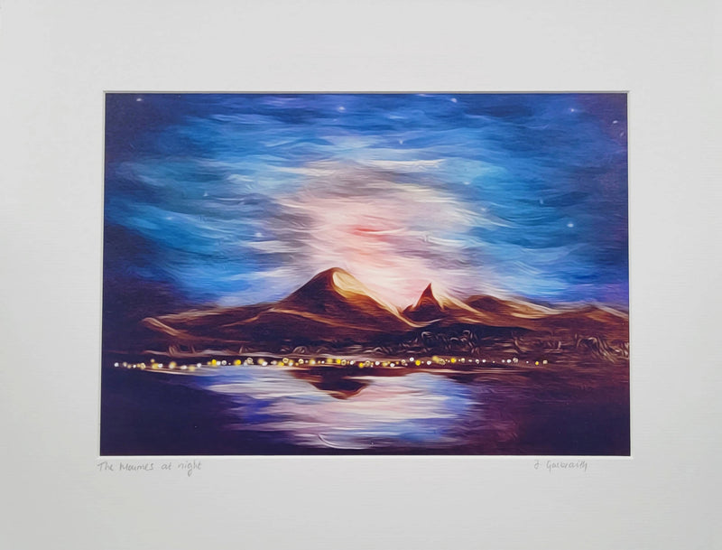 The Mournes At Night - Mountain View - Mounted Print