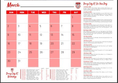 Derry City FC Calendar 2025