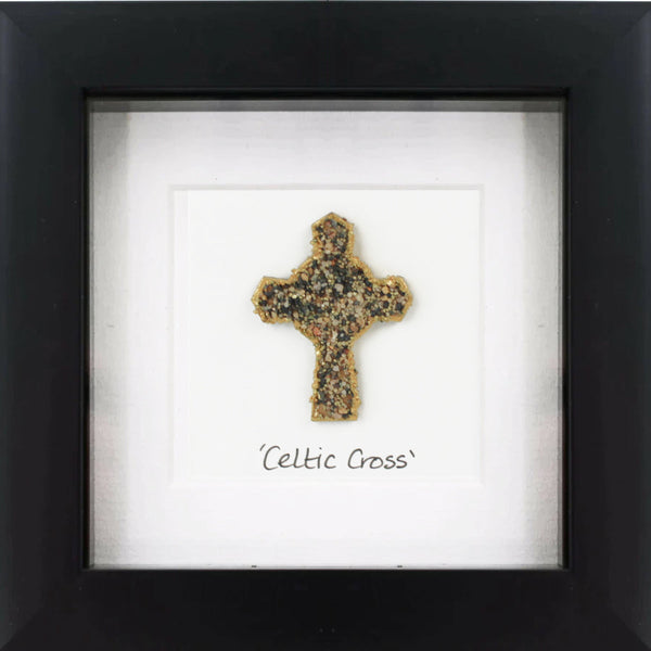 Celtic Cross Knot Irish Pebble Art Frame