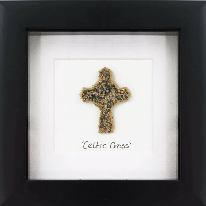 Celtic Cross Knot Pebble Art Frame