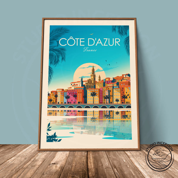 Cote D'Azur France Traditional Style Print