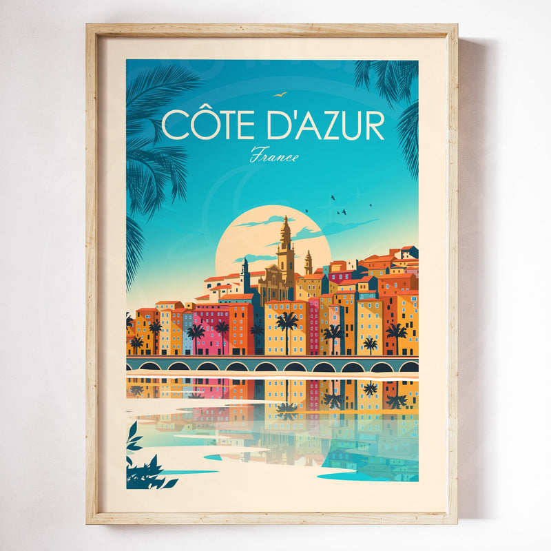 Cote D'Azur France Traditional Style Print