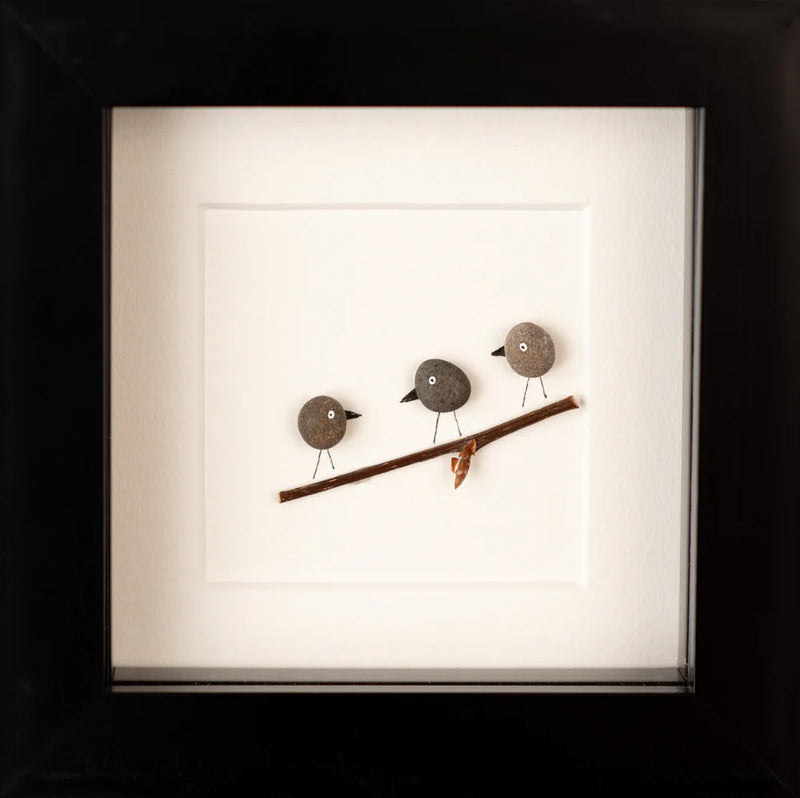 Birds on a Branch Pebble Art Frame