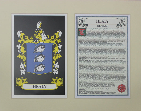 Healy - Irish American Surname Coat of Arms Family Crest Heraldry