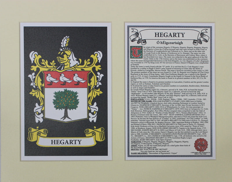 Hegarty - Irish American Surname Heraldry