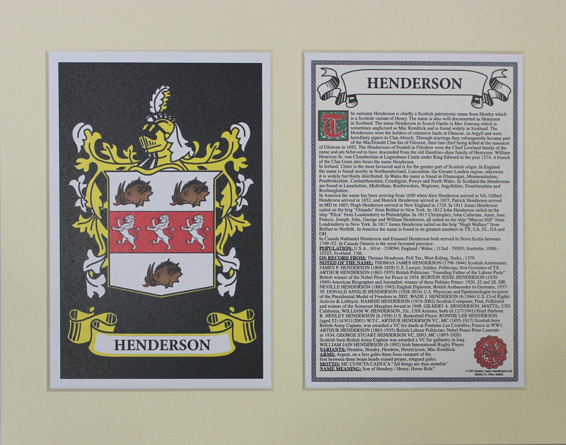 Henderson - Irish Surname Coat of Arms Family Crest Heraldry