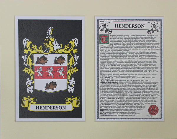 Henderson - Irish American Surname Coat of Arms Heraldry