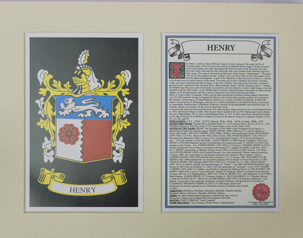 Henry - Irish Surname Coat of Arms Family Crest Heraldry