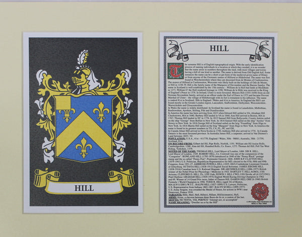Hill - Irish American Surname Coat of Arms Family Crest Heraldry