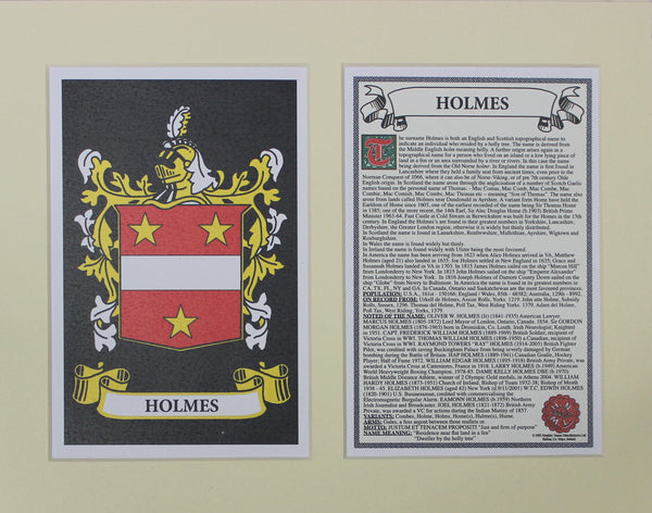 Holmes - Irish Surname Coat of Arms Family Crest Heraldry