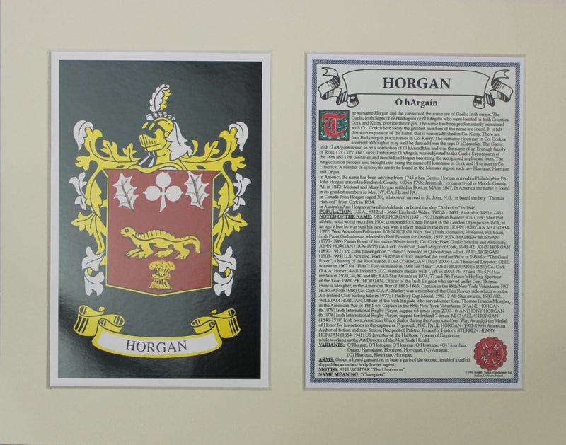 Horgan - Irish Surname Coat of Arms Family Crest Heraldry