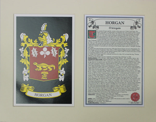 Horgan - Irish American Surname Coat of Arms Family Crest Heraldry