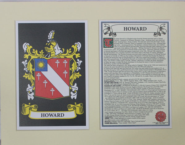 Howard - Irish American Surname Coat of Arms Family Crest Heraldry