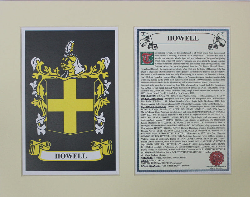 Howell - Irish Surname Coat of Arms Family Crest Heraldry