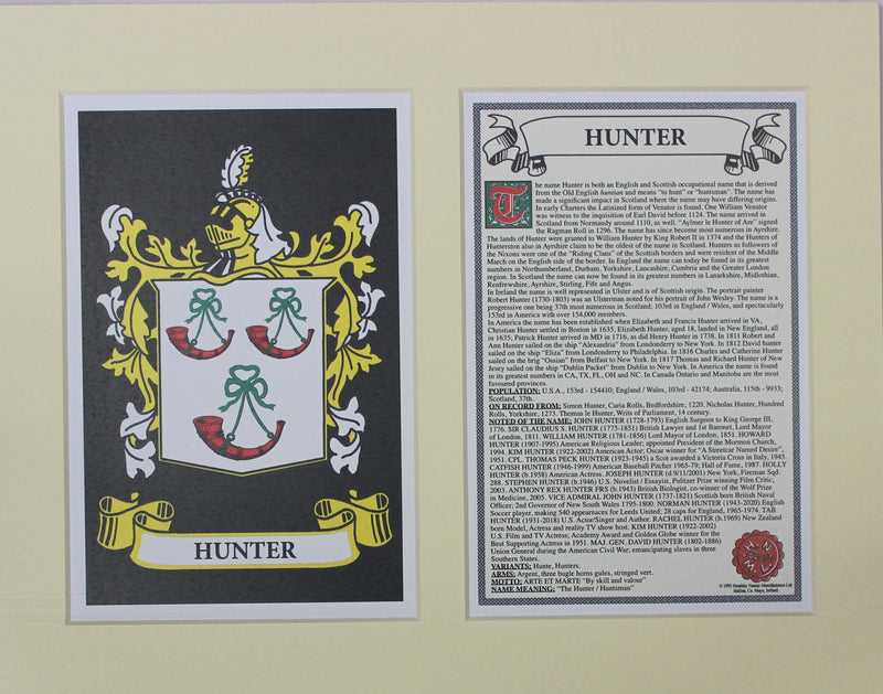 Hunter - Irish Surname Heraldry