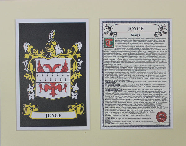 Joyce - Irish American Surname Coat of Arms Heraldry
