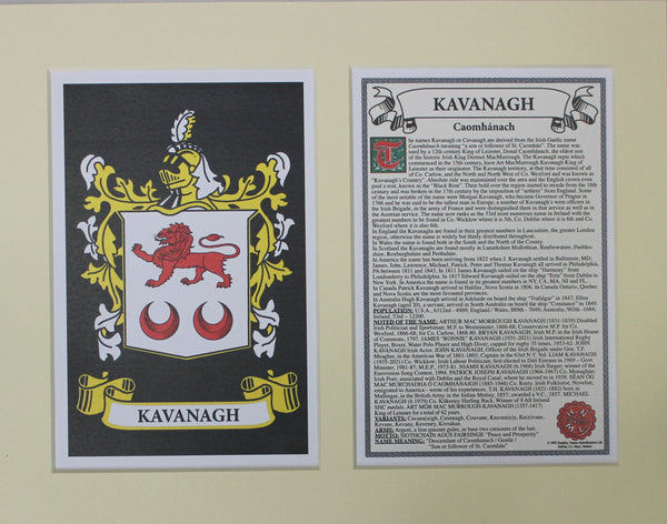 Kavanagh - Irish Surname Coat of Arms Family Crest Heraldry