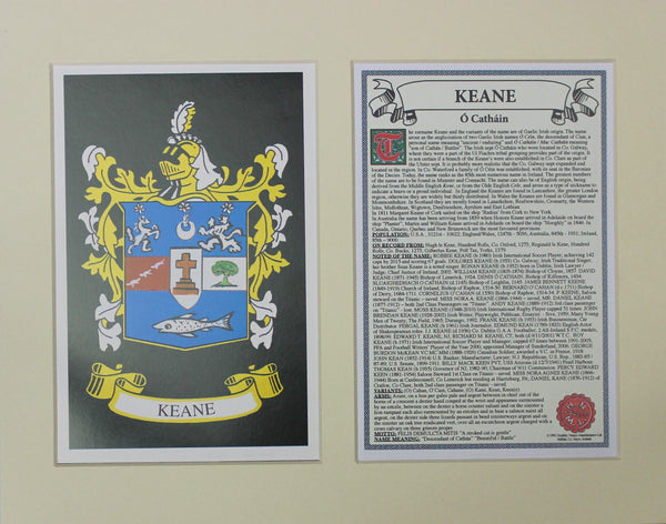 Keane - Irish Surname Coat of Arms Family Crest Heraldry