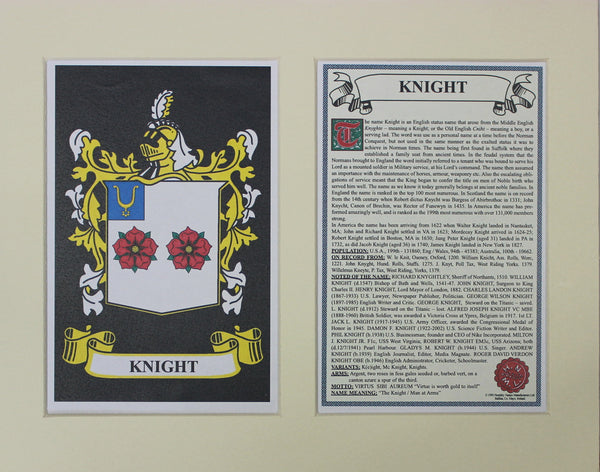 Knight - Irish Surname Coat of Arms Family Crest Heraldry