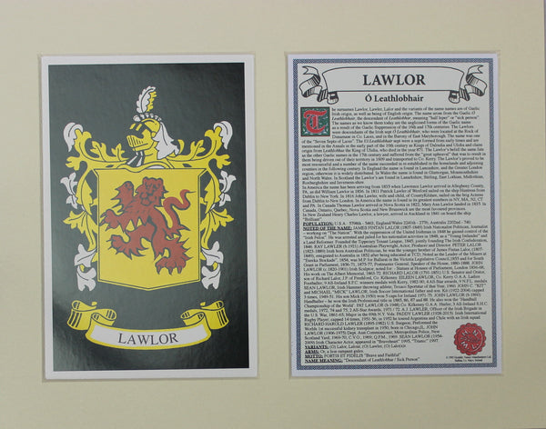 Lawlor - Irish American Surname Coat of Arms Family Crest Heraldry