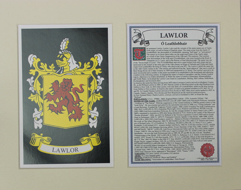 Lawlor - Irish American Surname Heraldry