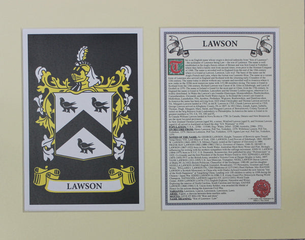 Lawson - Irish Surname Coat of Arms Heraldry