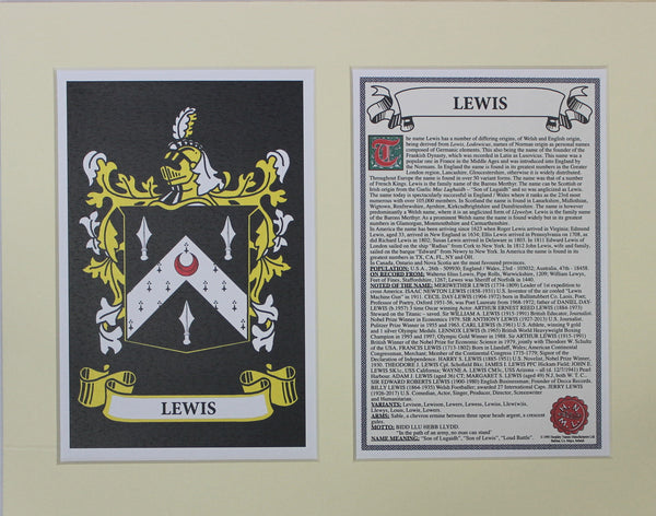 Lewis - Irish American Surname Heraldry