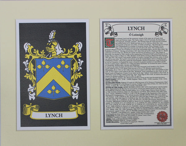 Lynch - Irish Surname Coat of Arms Family Crest Heraldry