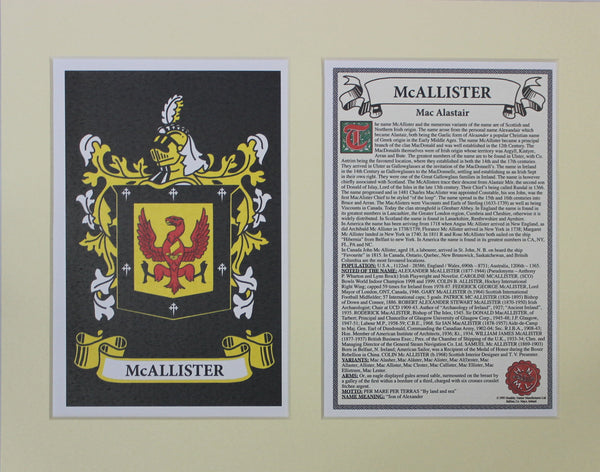 McAllister - Irish Surname Coat of Arms Family Crest Heraldry