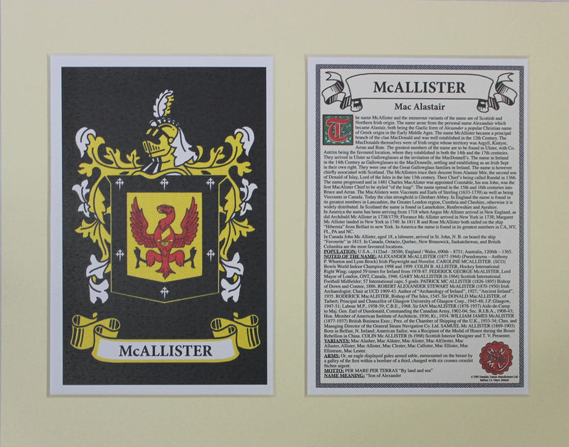 McAllister - Irish American Surname Heraldry