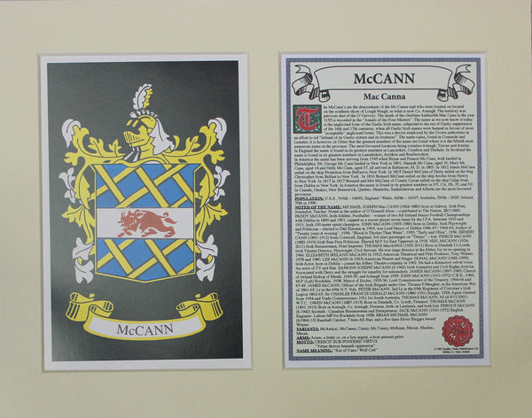 McCann - Irish American Surname Heraldry