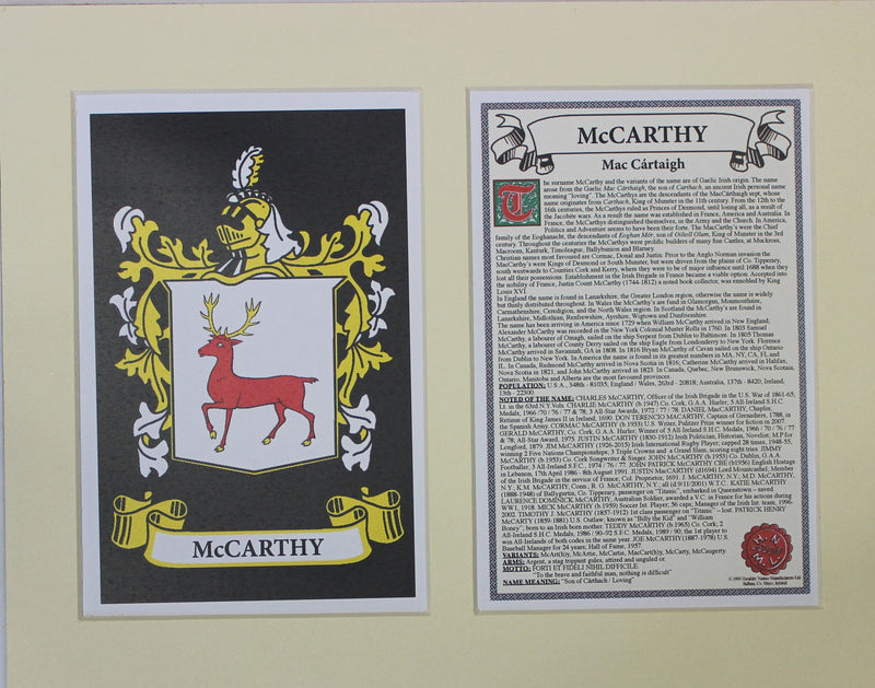 McCarthy - Irish American Surname Heraldry