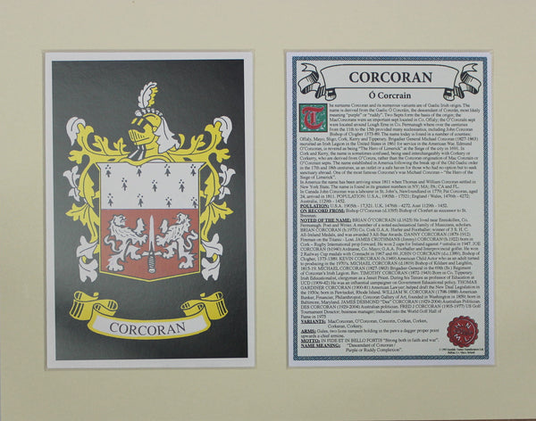 Corcoran - Irish Surname Coat of Arms Family Crest Heraldry