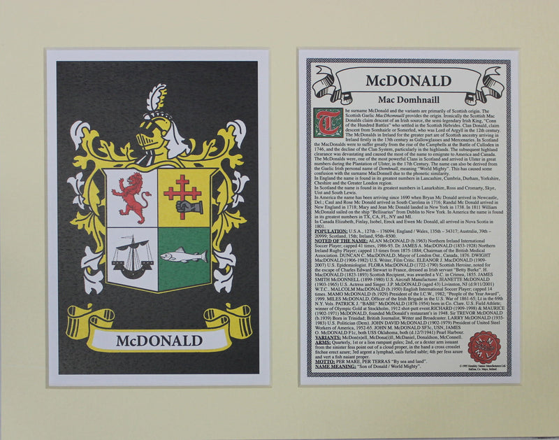 McDonald - Irish American Surname Heraldry