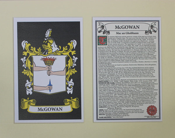 McGowan - Irish Surname Coat of Arms Family Crest Heraldry