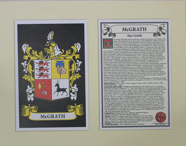 McGrath - Irish Surname Coat of Arms Family Crest Heraldry