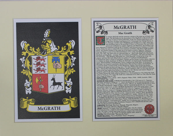 McGrath - Irish American Surname Coat of Arms Heraldry