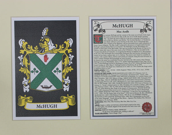 McHugh - Irish Surname Coat of Arms Family Crest Heraldry