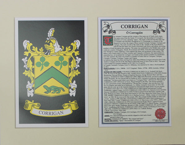 Corrigan - Irish American Surname Coat of Arms Heraldry