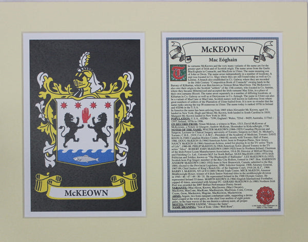 McKeown - Irish Surname Coat of Arms Family Crest Heraldry