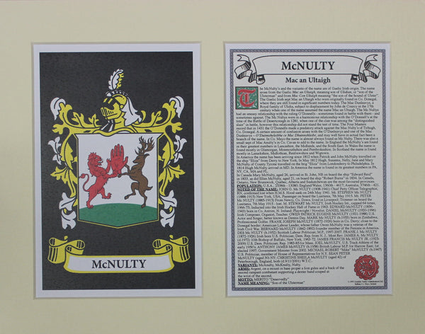 McNulty - Irish American Surname Coat of Arms Heraldry